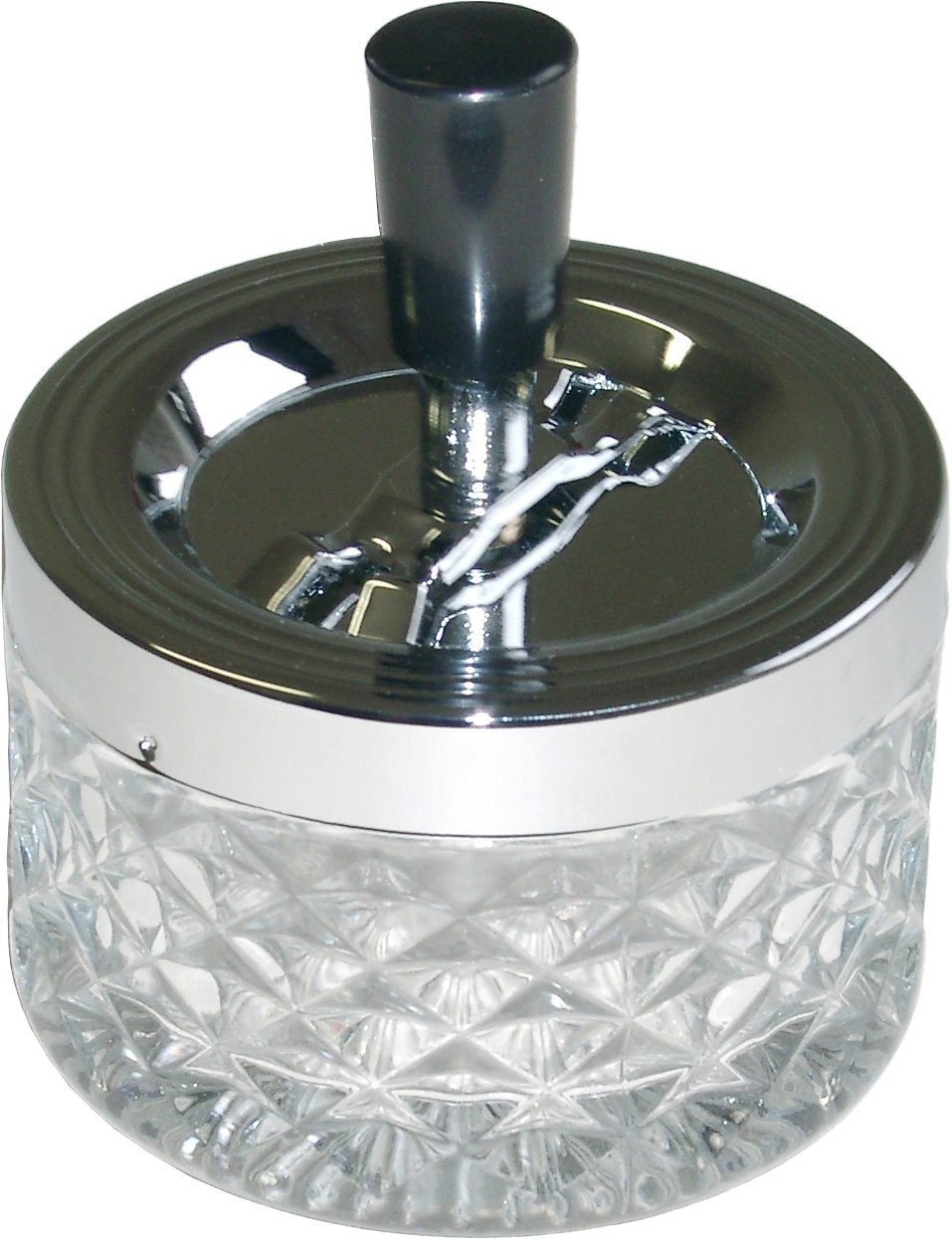 Drehascher chrom / Glas transparent