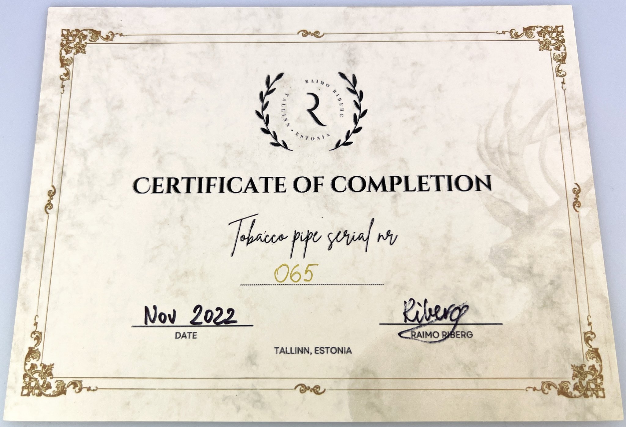 Raimo Riberg Freehand Modell 65 (interne Nr. 5) Zertifikat