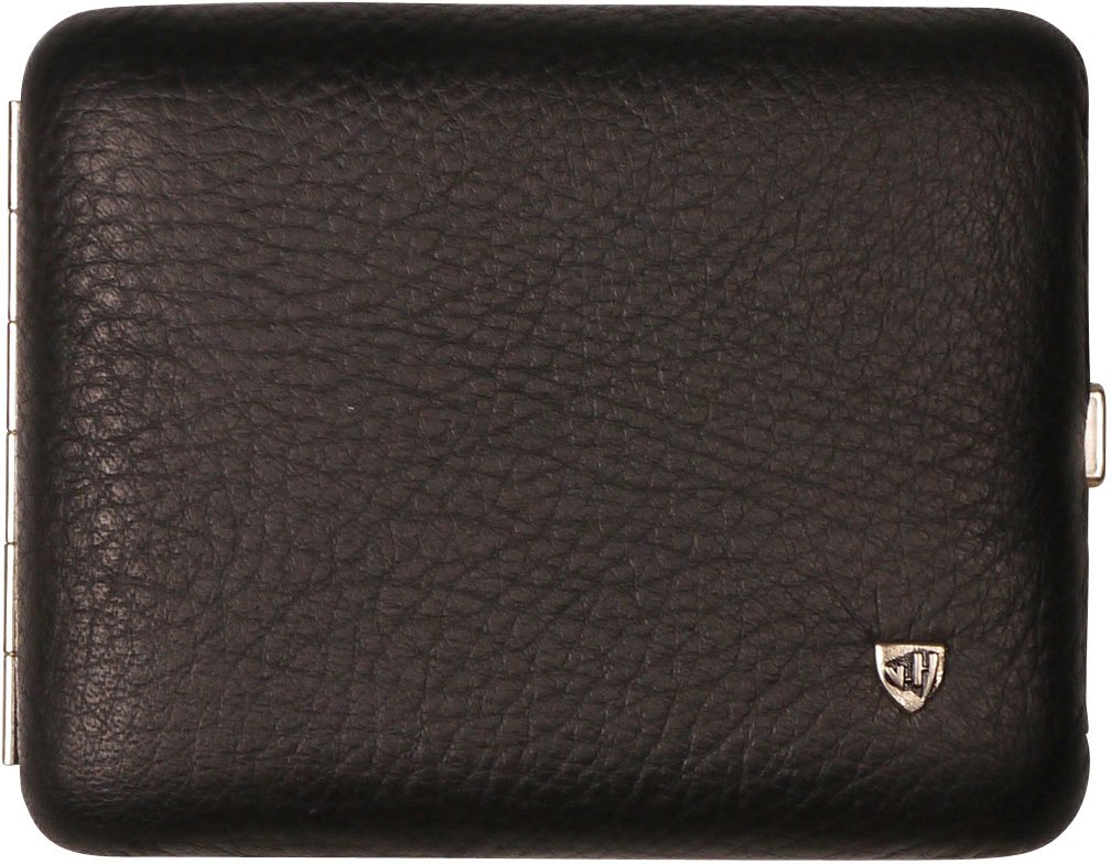 Classic Zigarilloetui 18er Leder schwarz Rahmen innen hochglanz nickel (605611)