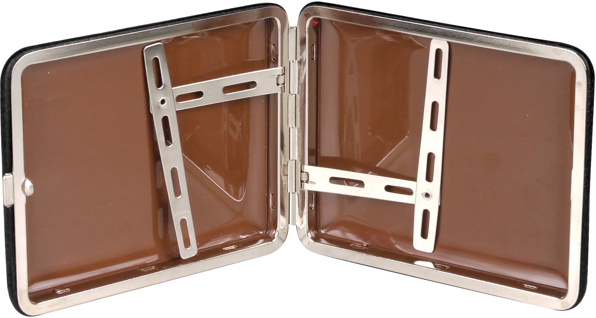 Classic Zigarilloetui 18er Leder schwarz Rahmen innen hochglanz nickel (605611)