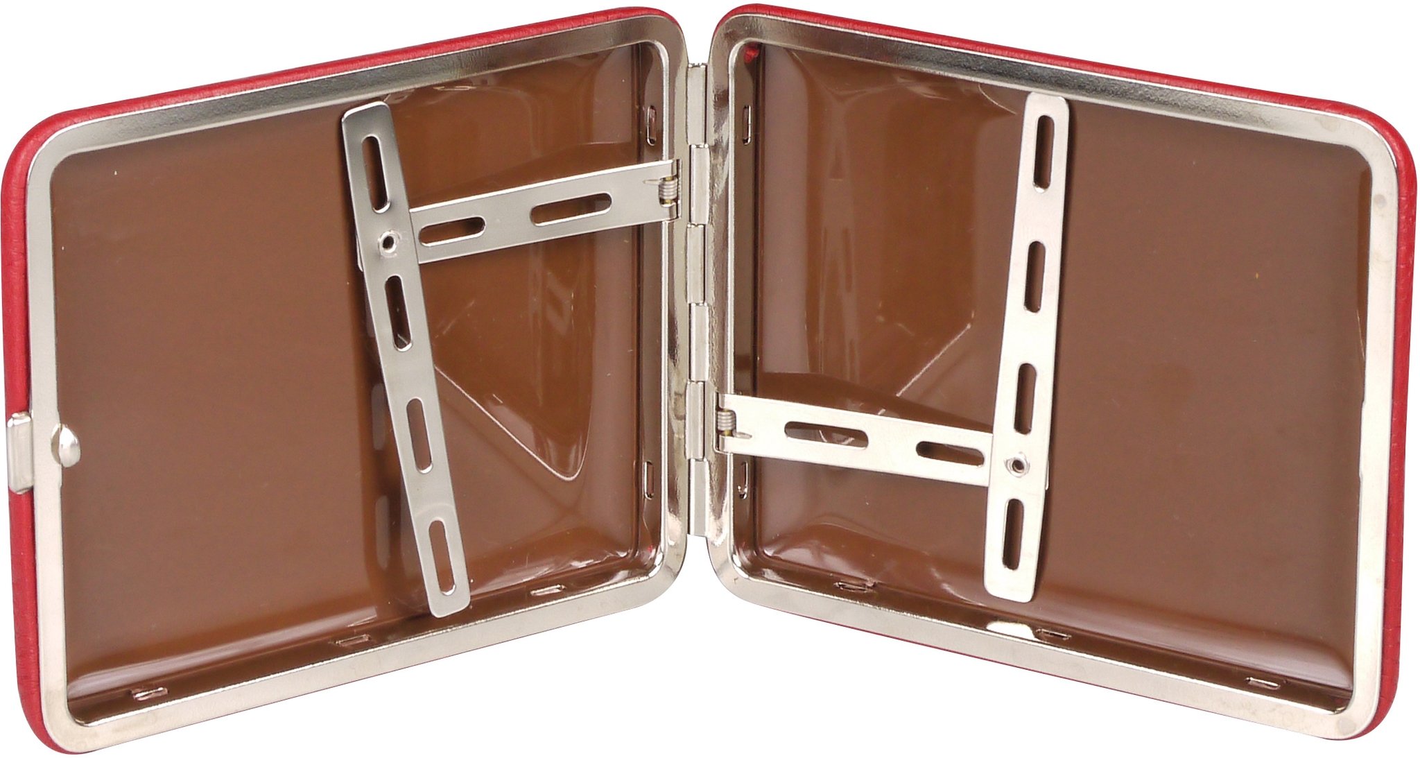 Classic Zigarilloetui 18er Leder rot Rahmen innen hochglanz nickel (605612) Detailbild