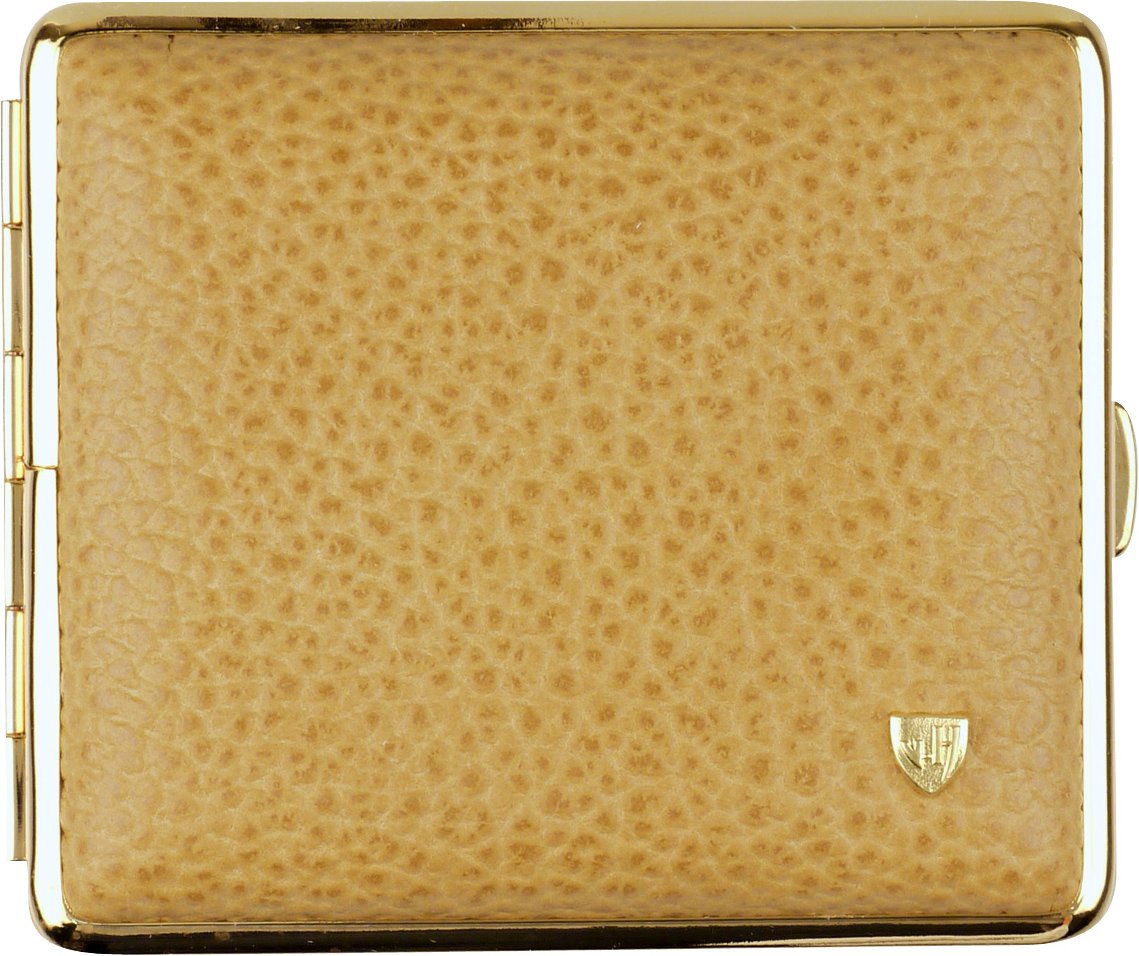 Classic Zigarilloetui 18er Soft Leder hellbraun genarbt Rahmen vergoldet (605621)