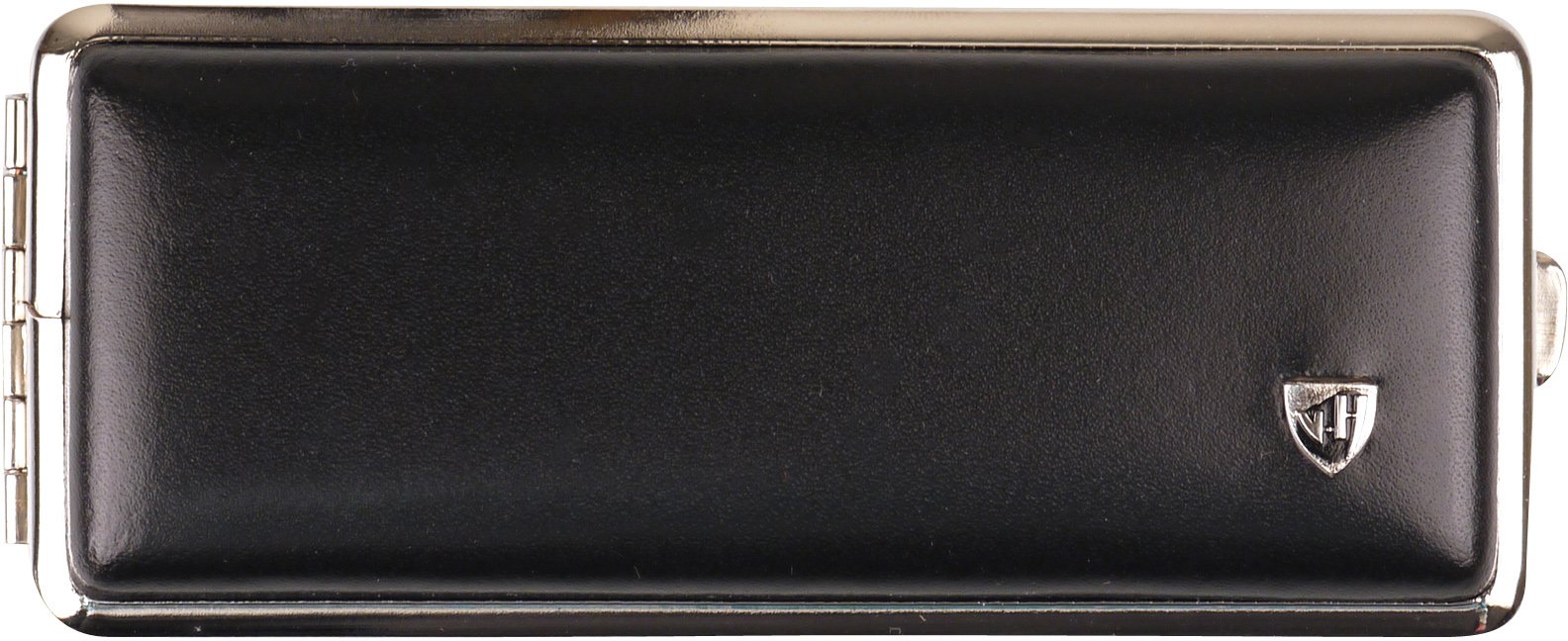 vom Hofe Manufaktur Zigarilloetui 8er Leder schwarz Rahmen nickel (612501)