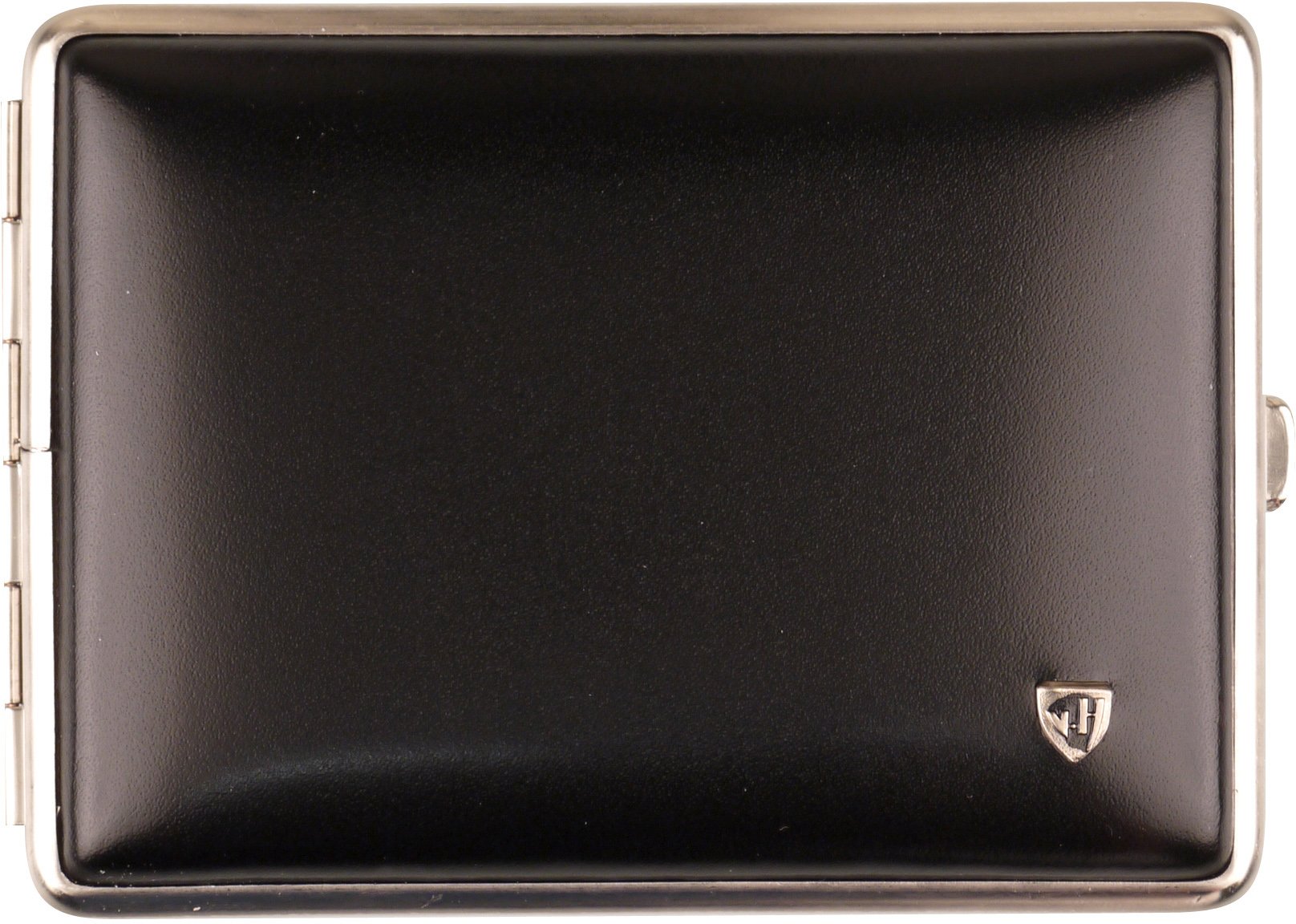 vom Hofe Manufaktur Zigarilloetui 18er Soft-Leder schwarz Rahmen nickel (612941)