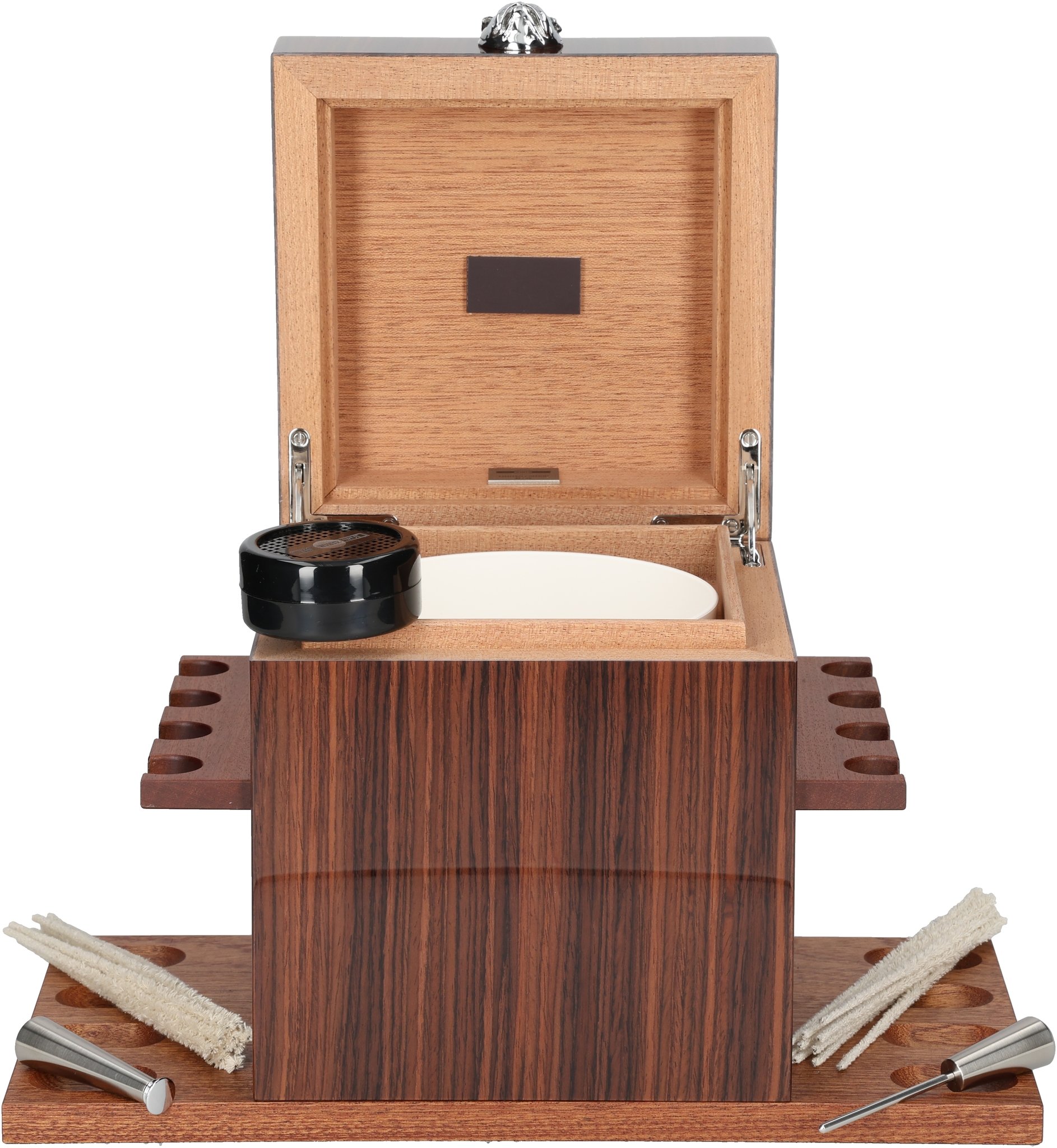 Bulldog Pipe Caddy Palisander frontal offen