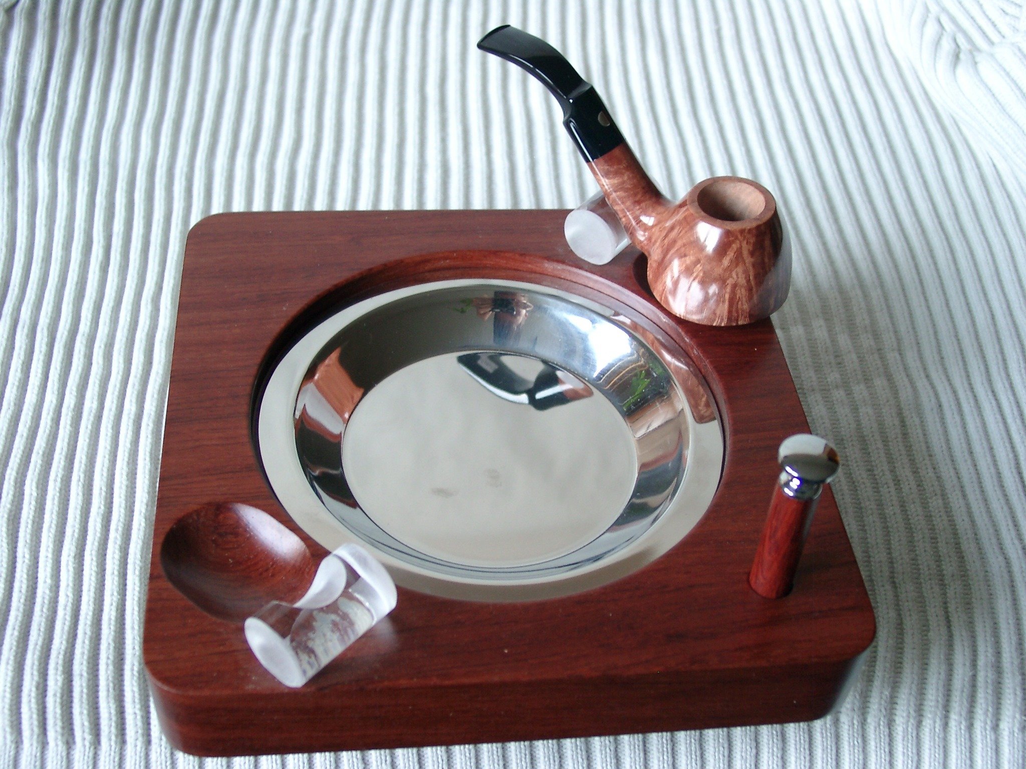 Guy Janot Pfeifenascher Bubinga quadratisch  mit 2 Ablagen und Stopfer 7229