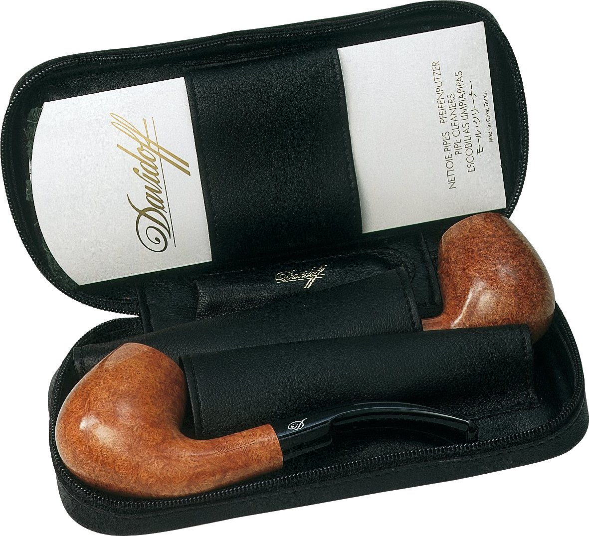 Davidoff Pfeifentasche für 2 Pfeifen bordeaux für 2 Pfeifen 21600 offen