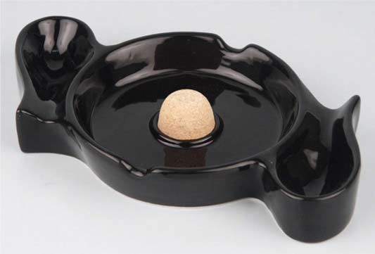Pfeifenascher Oval schwarz glänzend mit 2 Ablagen (520935)
