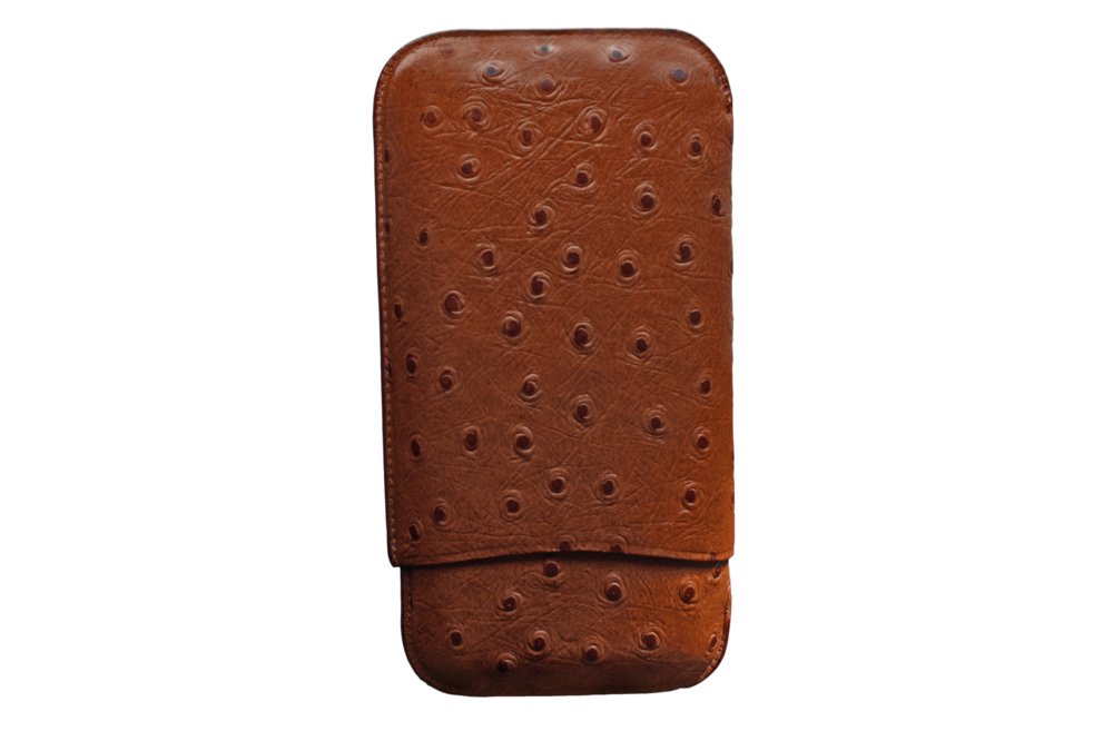 Martin Wess Premium Lederetui - Strauß Braun 3er Gigante Strauß (570)
