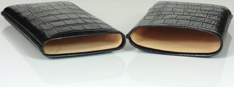 Martin Wess Premium Lederetui - Kroko black 5er Panatella Kroko (503-13) offen
