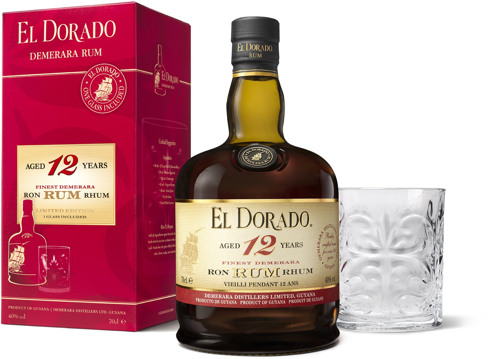 Demerara Distillers El Dorado 12 Jahre Special Giftset 2022 mit Tumbler-Glas (0,7 l / 40 % vol.)