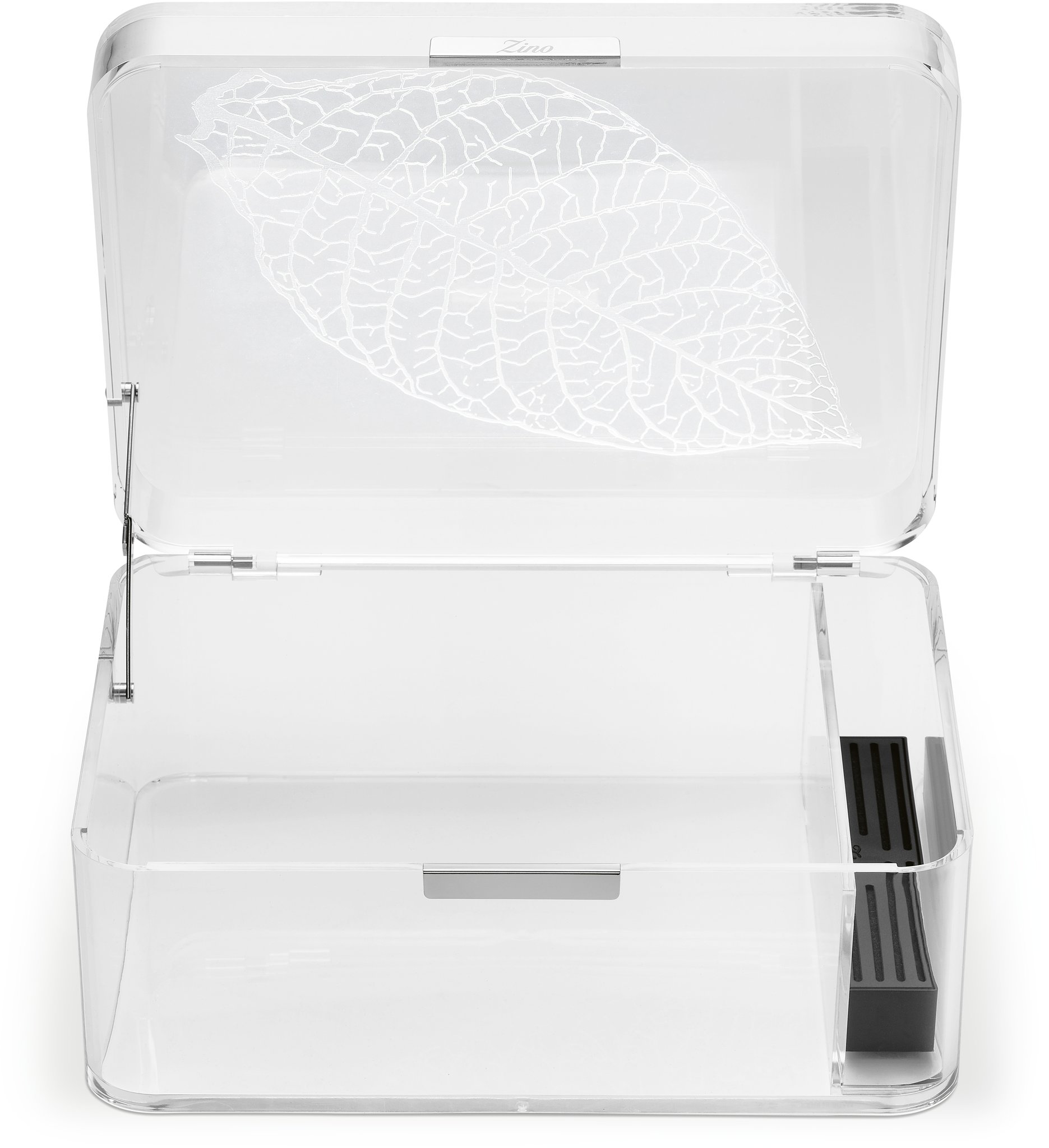 Zino Humidor Acryl Acryl Klar Tabakblatt (105044) aufgeklappt